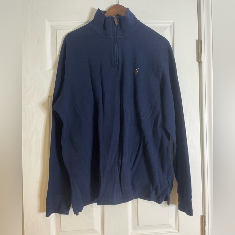 RALPH LAUREN POLO ESTATE RIB 1/4 ZIP PULLOVER IN NAVY